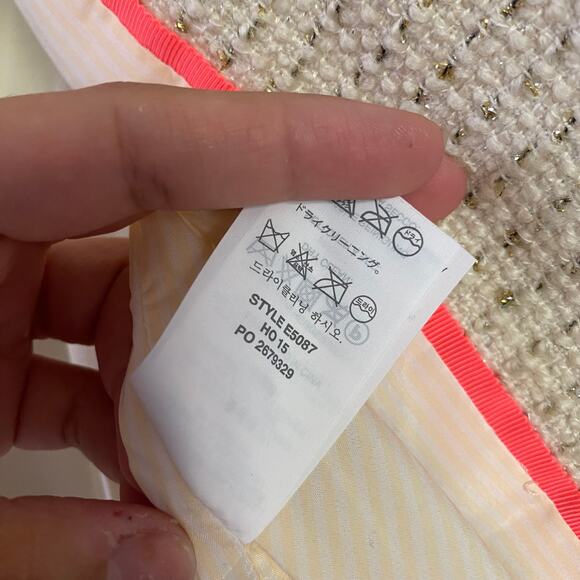 J.Crew Cream/Gold Lurex Metallic Tweed Blazer Jacket Style E5087 sz 6 - Picture 6 of 7